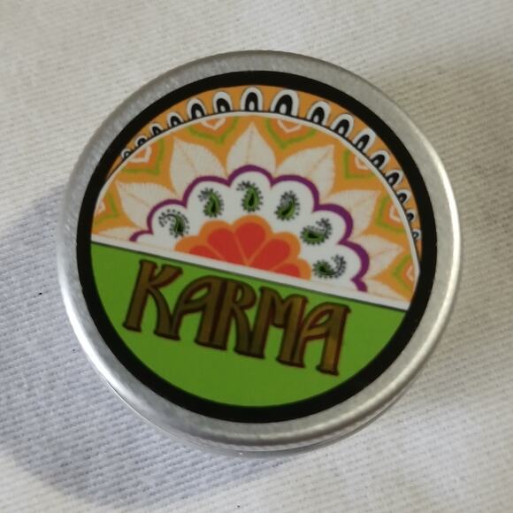 LUSH Karma solid perfume in vintage tin Rare - New 0.4 oz TSA approved - Picture 3 of 5